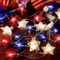 thumbnail image 1 of Secfreeship Rattan Star Patriotic String Lights, Red White Blue Constant LED Light Strip, Battery Powered Reusable Waterproof Lamp For Independence Day Memorial Day Indoor Outdoor Party Decor, 1 of 8