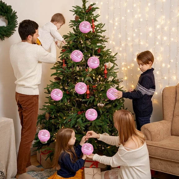 Secfreeship Reflective Christmas Ball Ornament, Mirror Light-Catching Foam Sphere, Shiny Hanging Decorative Ball for Christmas Wedding Party Cake Shelf Table Indoor Scene Decoration Photography Props