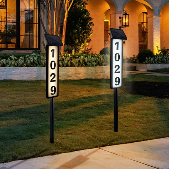 Secfreeship Solar House Number Sign Light, LED Illuminated Address Plaque, Solar Powered Address Sign, Lighted House Numbers, Waterproof Outdoor Marker Light for Yard, Street, Home, Garden & Driveway