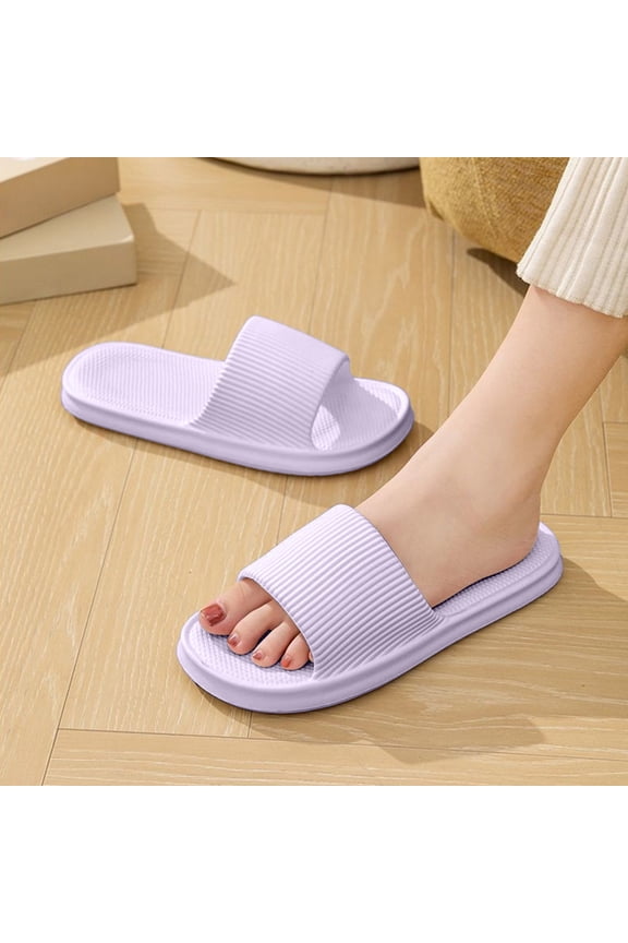 Unisex Non Slip Cushion Slide Sandals, Soft Shower Flip Flops with Thick Sole for Bathroom Pool Beach Living Room Gym SPA Dorm, Quick Dry EVA Slippers, Purple Size 38