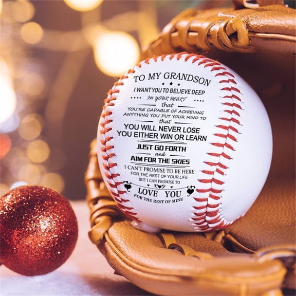Secfreeship "You'll Never Lose" Inspirational Quote Baseball, Printed Sentiment Baseball Gift for Grandson, Keepsake Baseball 2.8" for Birthday, Christmas, Graduation, Special Occasions