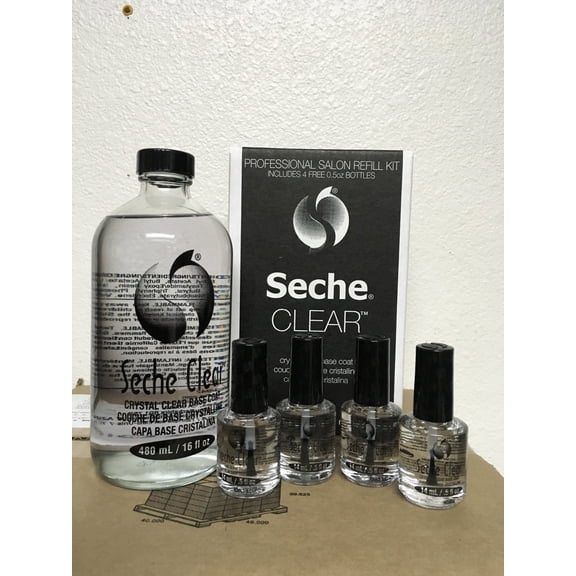 Seche Clear PRO Base Coat 16oz Refill Kit - 16oz + 4 FREE bottles 0.5oz