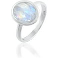thumbnail image 1 of Sechi Natural Rainbow Moonstone Ring, 925 Sterling Silver, Oval Gemstone, Birthstone Jewelry, Size-7.5, 1 of 1