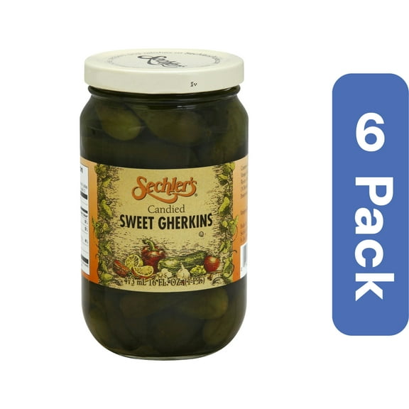 Sechler's Candied Sweet Gherkin Pickles 16 oz (Pack Of 6)