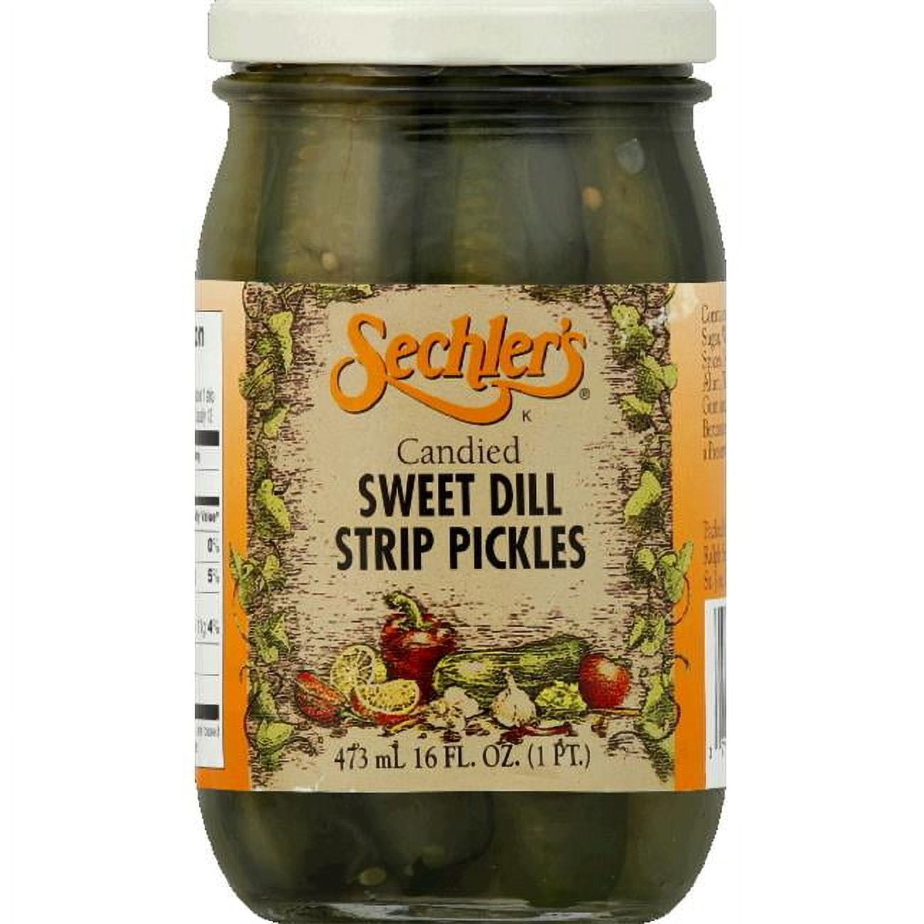 Sechlers Pickles, Sweet Dill Strip, Cand