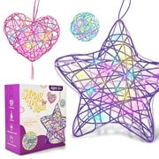 Seckton Arts and Crafts for Kids Ages 6-12, 3 Pack 3D String Art Kit for Girls,Christmas Birthday Gifts for 8-12 Year Old Girls and Boys Heart Star Round Lantern 20 Multi-Colored LED Bulbs