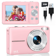 Seckton Kids Digital Camera FHD 1080P 44MP Photography Camera with Smile Capture,Birthday Gifts for Girls Kids Teens Beginners (Pink)