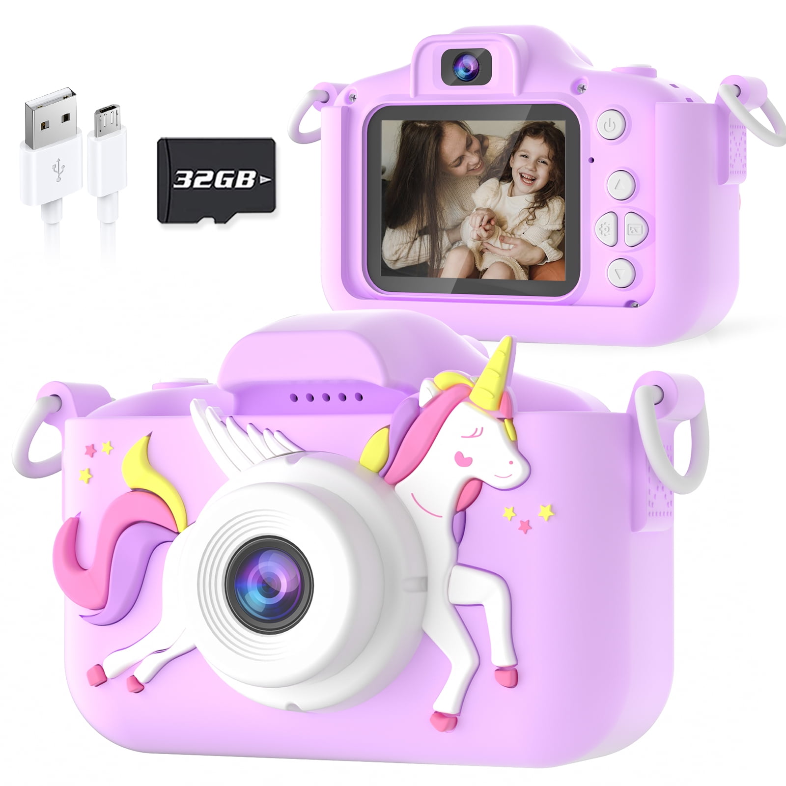 Seckton Upgrade Kids Camera with Cute Silicone Cover, Toy Cameras for Girls  Age 3-10 Christmas Birthday Gifts-Purple