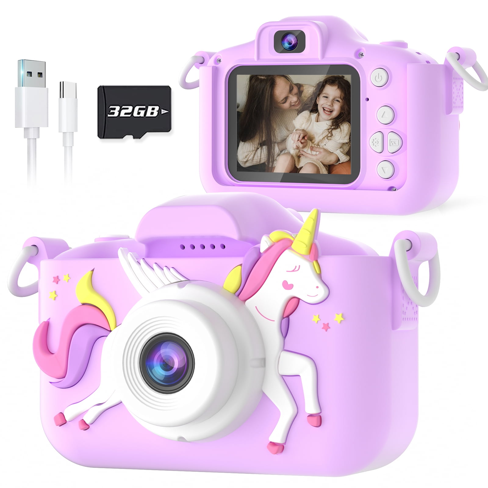 Walmart discounts of Seckton Upgrade Kids Camera with Cute Silicone Cover, Toy Cameras for Girls Age 3-10 Christmas Birthday Gifts-Purple