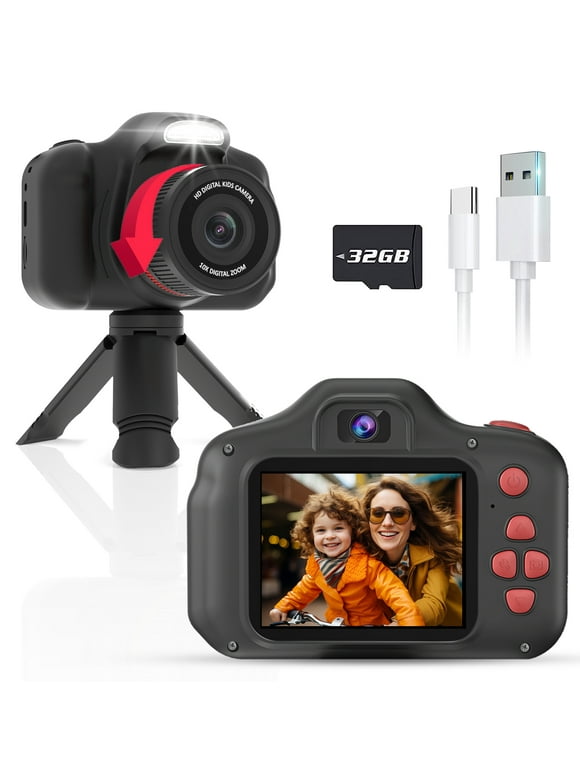 Seckton Upgrade Kids Digital Camera with Fill Light, Toys for 5 6 7 8 9 10 Year Old Boys Birthday Gift -Black