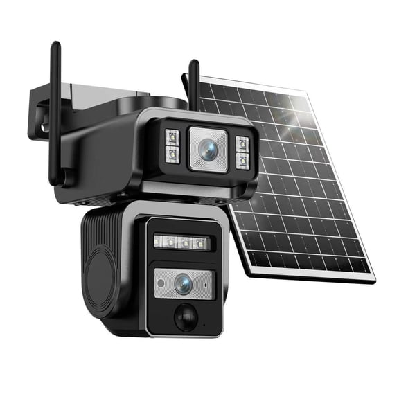 Seckun 8MP Solar Security Camera, Dual Lens WiFi, 360 Rotation, Full Color Night Vision, Wireless Outdoor, Built-in Battery