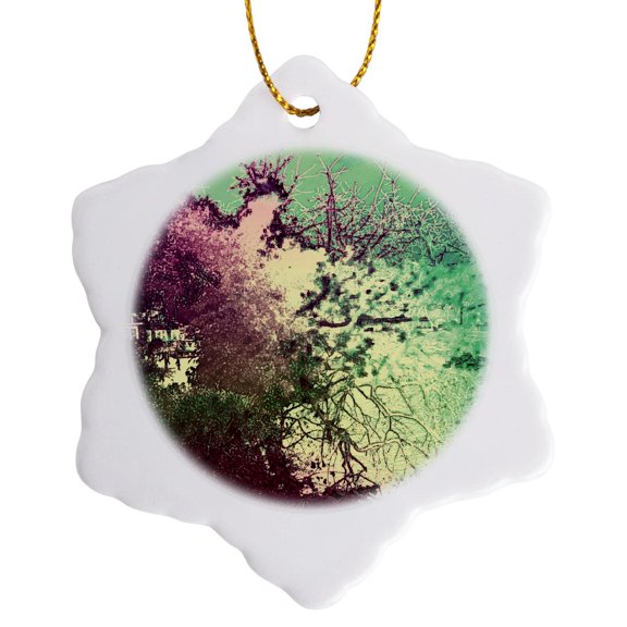 3drose, Secluded Shoreline, 3 inch Snowflake Porcelain Ornament