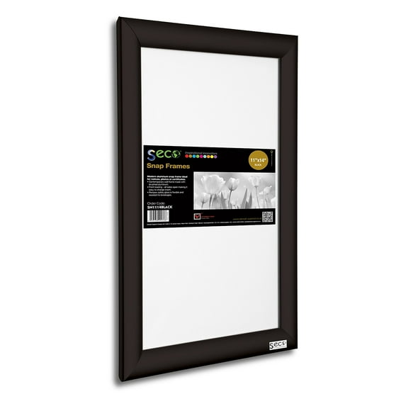 Seco Front Load Easy Open Snap Poster Frame 11" x 14" Black Aluminum (SN1114BLACK)