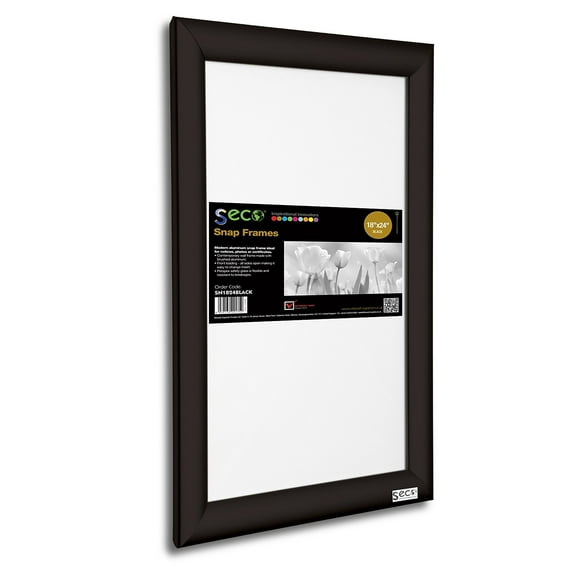 Seco Front Load Easy Open Snap Poster Frame 18" x 24" Black Aluminum (SN1824BLACK)