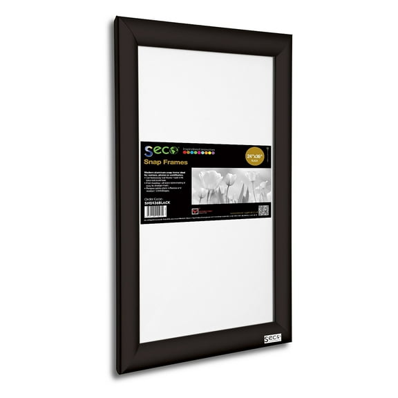 Seco Front Load Easy Open Snap Poster Frame 24" x 36" Black Aluminum (SN2436BLACK)