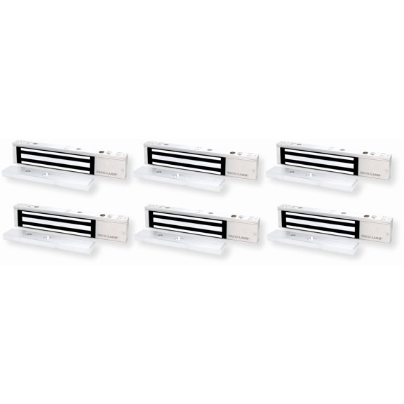 Seco-Larm E-941SA-600 Enforcer 600lb Holding Force Electromagnetic Locks (Pack of 6), UL Listed, Magnetic Door Lock with Bond E-941SA-600Sensor and Status LED, Access Control