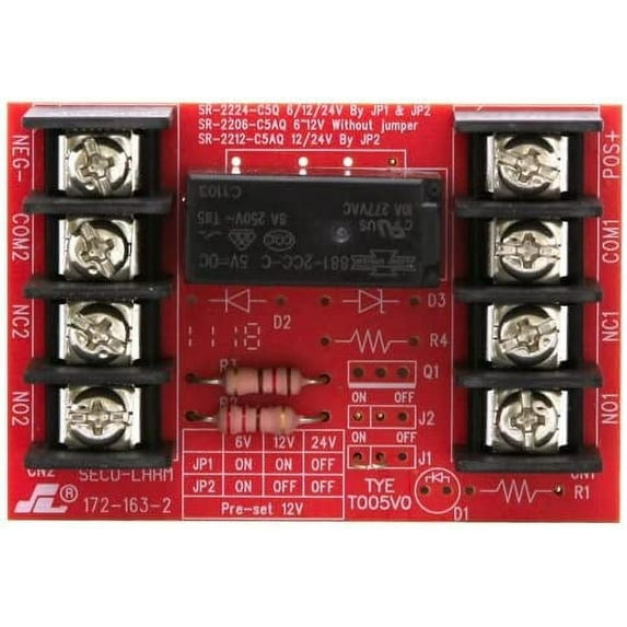 Seco-Larm Enforcer Relay Module, 12/24VDC Trigger Voltage, One 5A Form C DPDT Relay (SR-2212-C5AQ)