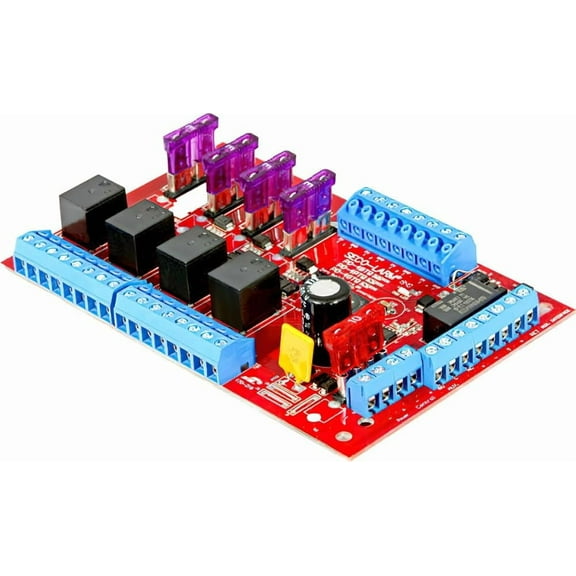Seco-Larm PD-4BTQ Enforcer Access Power Controller Board; 4 Outputs; for 12/24 VAC/VDC Operation; Each Output Individually Fused; Individual Status LEDs; Dry and Wet Trigger Inputs