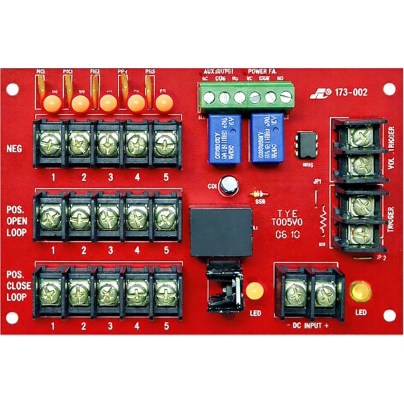 Seco-Larm PD-5PAQ Access Control Power Distribution Board, 5 Outputs, PTC-Fused Outputs, 12/24VDC, LED Status Indicators, Power & Auxiliary Supervision Relays, Dry and Wet Trigger Inputs