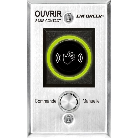 Seco-Larm SD-927PKC-NFVQ Enforcer Wave-To-Open Sensor, French; Manual Override Button; Detection Range up to 2.37" - 8"; Single Stainless Steel Plate; Screwless Terminal Block; Illuminated Ring