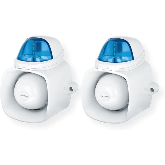 Seco-Larm SH-816S-SQ/B Pack of 2 Enforcer Self-Contained Siren/Strobes, Blue Lens; 9-15 VDC; IP65 Weatherproof for Outdoor/Indoor Use; 25W Speaker; Built-in Tamper Alarm Output; LED Strobe Light