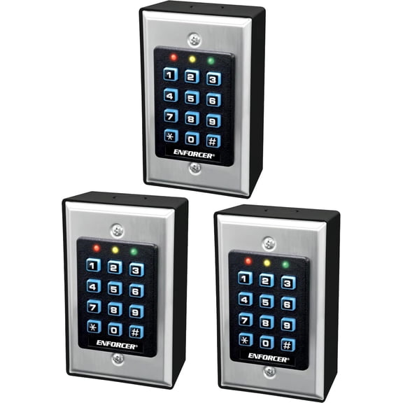 Seco-Larm SK-1011-SDQ Enforcer Access Control Keypad (Pack of 3), Up to 1000 Possible User Codes (4-8 Digits), Always-on Backlit Keypad, Stainless-Steel Faceplate