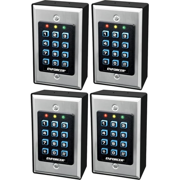 Seco-Larm SK-1011-SDQ Enforcer Access Control Keypad (Pack of 4), Up to 1000 Possible User Codes (4-8 Digits), Always-on Backlit Keypad, Stainless-Steel Faceplate