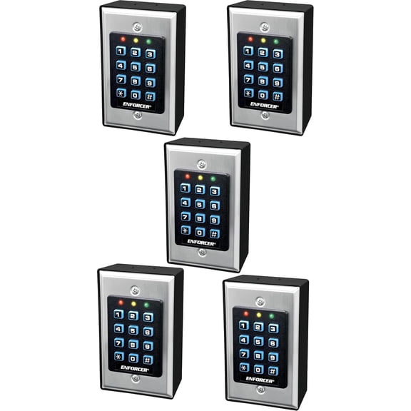 Seco-Larm SK-1011-SDQ Enforcer Access Control Keypad (Pack of 5), Up to 1000 Possible User Codes (4-8 Digits), Always-on Backlit Keypad, Stainless-Steel Faceplate