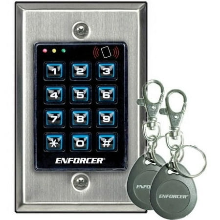 "Seco-Larm SK-1131-SPQ Access Control Keypad, Built-in Proximity Reader, 1,200 Users, 3 Outputs, Indoors with Two Key Fob Proximity Tags"