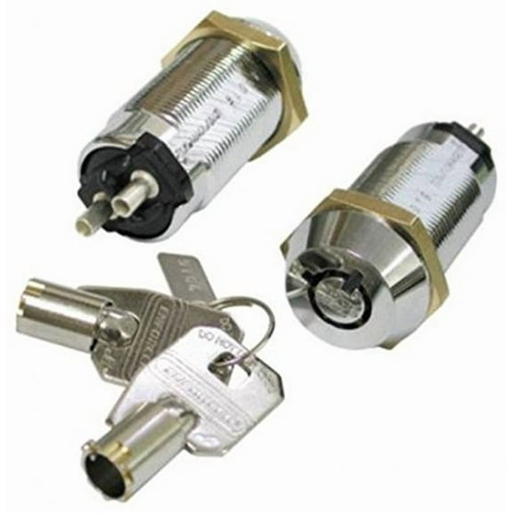 Seco-Larm SS-090-2H4 Tubular Keylock Switch; Shunt ON/OFF 2 Terminals, SPST; Maintained ON-OFF, Key Removable From Both ON and OFF Positions; 12VDC, 2 Amps max.; 1304 Key Number