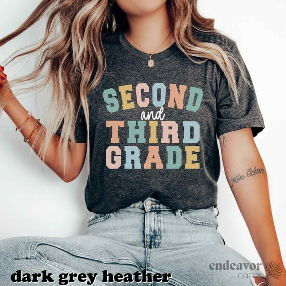 Second And Third Grade Teacher Shirts 2Nd 3Rd Grade Combo Teacher Tee Elementary Back To School Retro Second Grade Shirt Level Split Grades