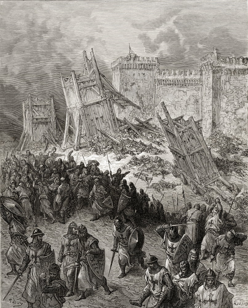 Second Assault Of Jerusalem The Crusaders Repulsed During The First Crusade Canvas Art - Ken Welsh Design Pics (26 x 34)