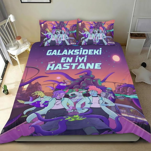 The Second Best Hospital in the Galaxy Themed Bed Sheet Set Three Piece Set 36x75 Inches Comfortable And Skin Friendly Unique Design Creating A Star Studded Night