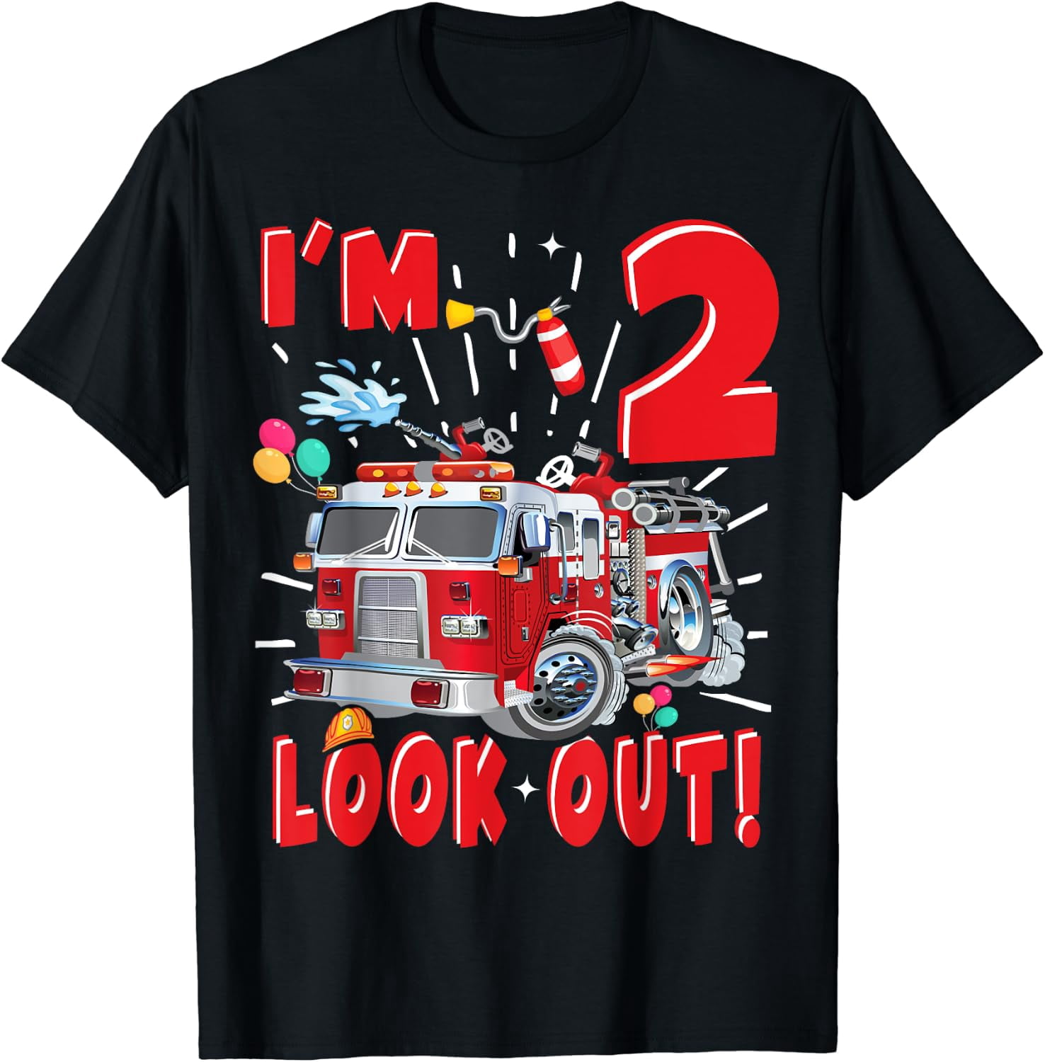 Second Birthday Fire Truck Design T-Shirt - Walmart.com
