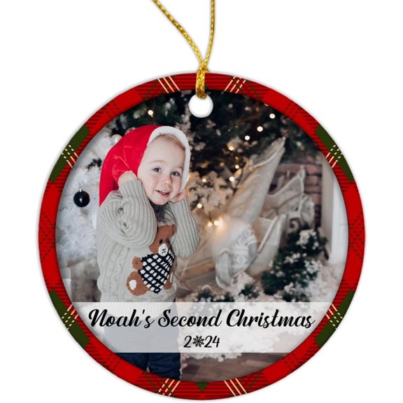Second Christmas Ornament 2025, Personalized Name & Year Baby Ornament, Upload Picture Baby's 2nd Xmas Ornament, Baby Christmas Ornament, Baby Decoration Gifts for Daddy Mommy, Baby Decor 2p8dRo