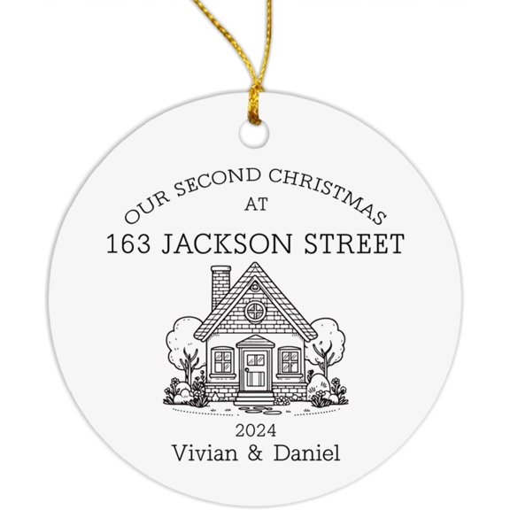 Our Second Christmas Ornament, Personalized House Address Ornament, Name & Year 2nd Christmas in Home Ornament Christmas 2025, Christmas Ornament Gifts for Couple, Home Decoration Keepsake cjnmmV