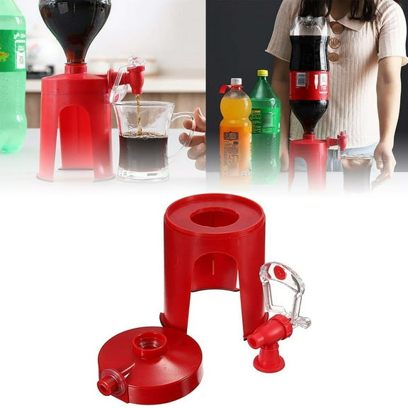 Second Generation Manual Cola Machine - Hand Pressed Carbonated Beverage Maker for Home Use with Upside Down Drinking Function - Red