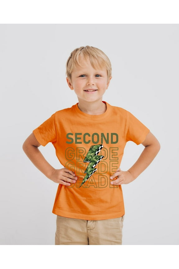 Second Grade Camo Lightning Bolt T-Shirt for Boys – Back to School Graphic Tee
