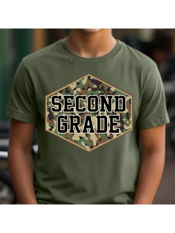 Second Grade Camo T-Shirt: Back To School Boys Tee