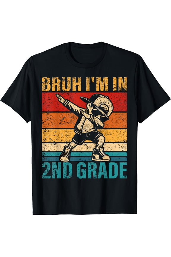 Second Grade Dabbing Boy Bruh i'm in 2nd Grade Student T-Shirt