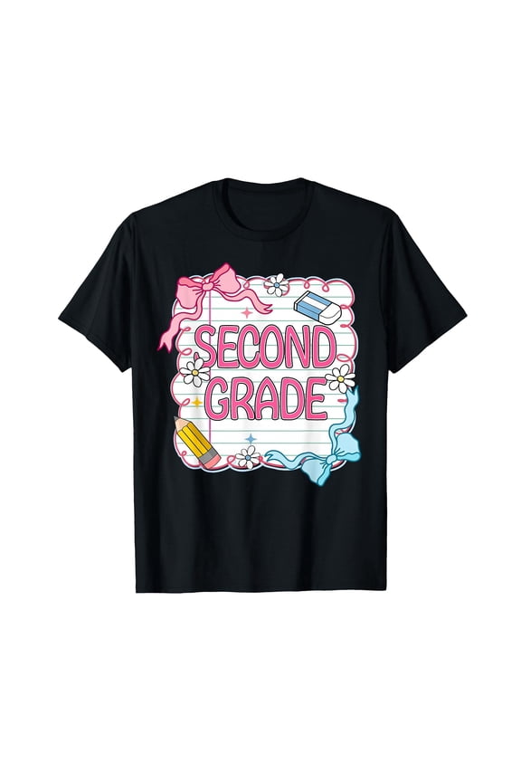 Second Grade Girls Kids Back to School Girls Coquette Bows T-Shirt