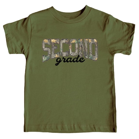 Second Grade Shirt for Boys and Girls Woodland Camo Back to School Tee for Kids 2nd Grade Outfit Military Green Shirt 4T