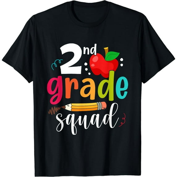Second Grade Squad Funny Back To School 2nd Graders Teachers T-Shirt Black X-Large