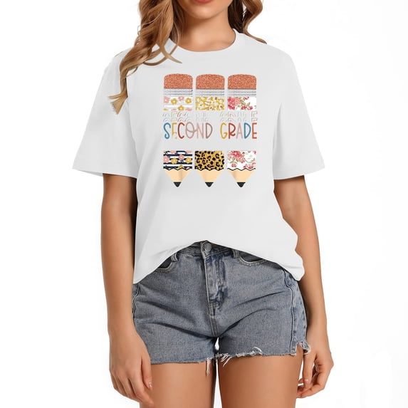 Second Grade Teacher Leopard Pencil First Day Of School T-Shirt