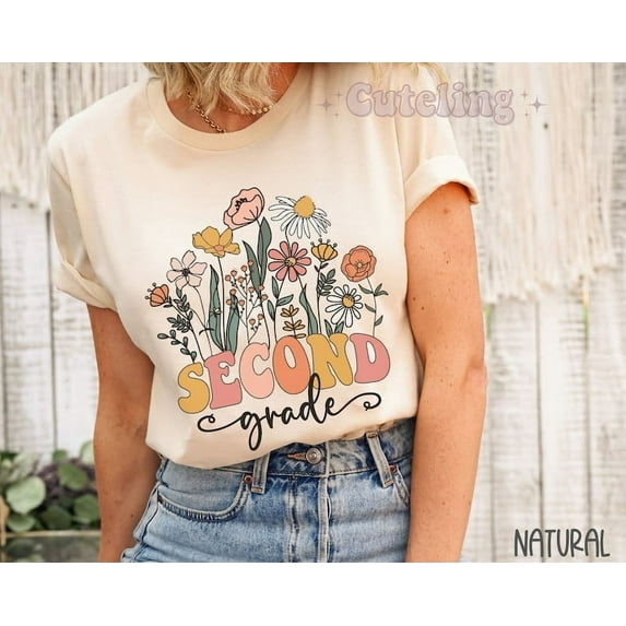 Second Grade Teacher T-Shirt, Wildflowers 2nd Grade Shirt, Cute Back to School Tee, Teacher Gift Shirt