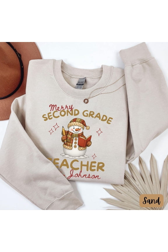 Second Grade Teacher Winter Sweatshirt, 2nd Grade Team Teacher Sweater, Teacher Name Sweatshirt, Winter 2nd Grade658 Sweatshirt All Size S-5XL