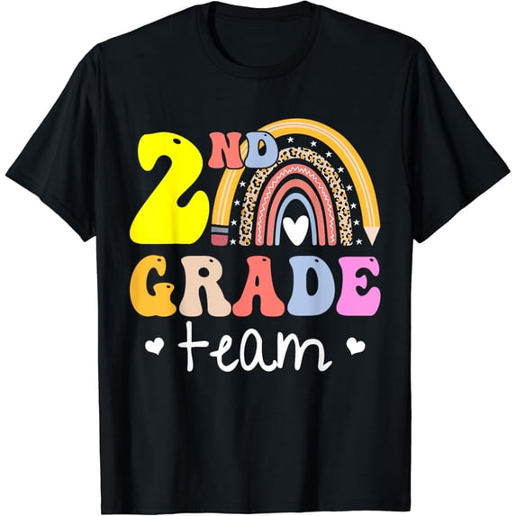 Second Grade Team Retro Groovy Vintage First Day Of School T-Shirt Black 4X-Large