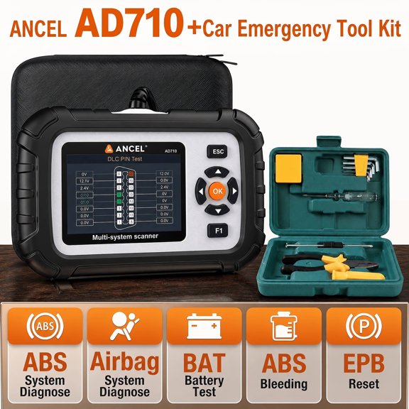 ANCEL AD710+Car Emergency Tool Kit (Car Emergency Tool Kit No Wireless Functionality) ABS SRS OBD2 Scanner