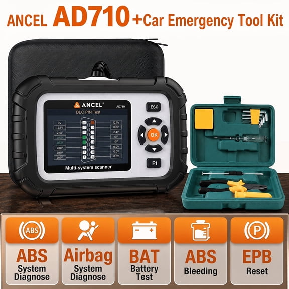 [Second Hand] ANCEL AD710+Car Emergency Tool Kit (Car Emergency Tool Kit No Wireless Functionality) ABS SRS OBD2 Scanner
