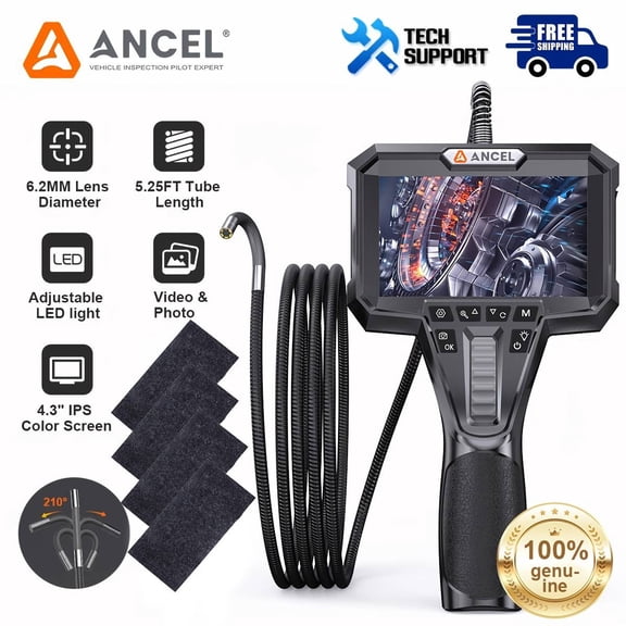 [Second Hand] ANCEL AN301+4 PCS Car Wax Cleaning Cloths  High-Definition Articulated Endoscope Camera Inspection